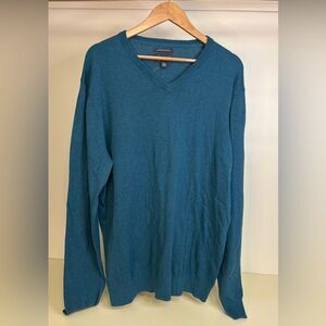 NWOT Cotton & Cashmere Teal V-Neck Sweater- XL
